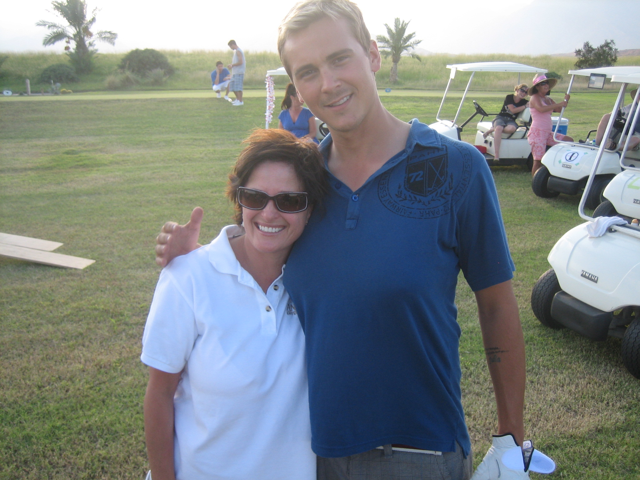 Vida Maine and Steve Talley on the set of Hole in One: American Pie Plays Golf