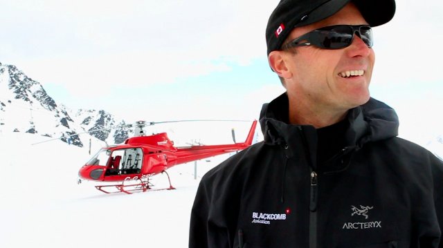 Steve Gray on set of ski film on Whistler Mountain