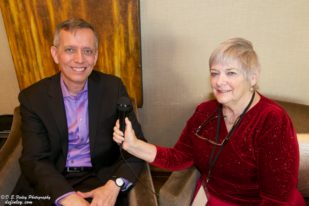 Actor Kelly Karavites at The 2014 Golden Door International Film Festival being interviewed by Janet Russell, TV host of the show 