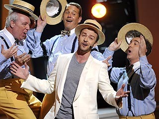 The Perfect Gentlemen perform with Justin Timberlake in the production number 