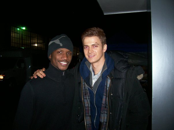 Arthur Cartwright and Hayden Christensen on set of Vanishing on 7th Street