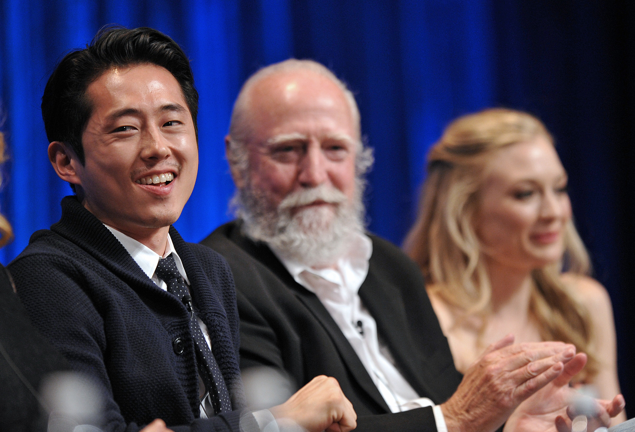 Scott Wilson, Emily Kinney and Steven Yeun at event of Vaiksciojantys negyveliai (2010)