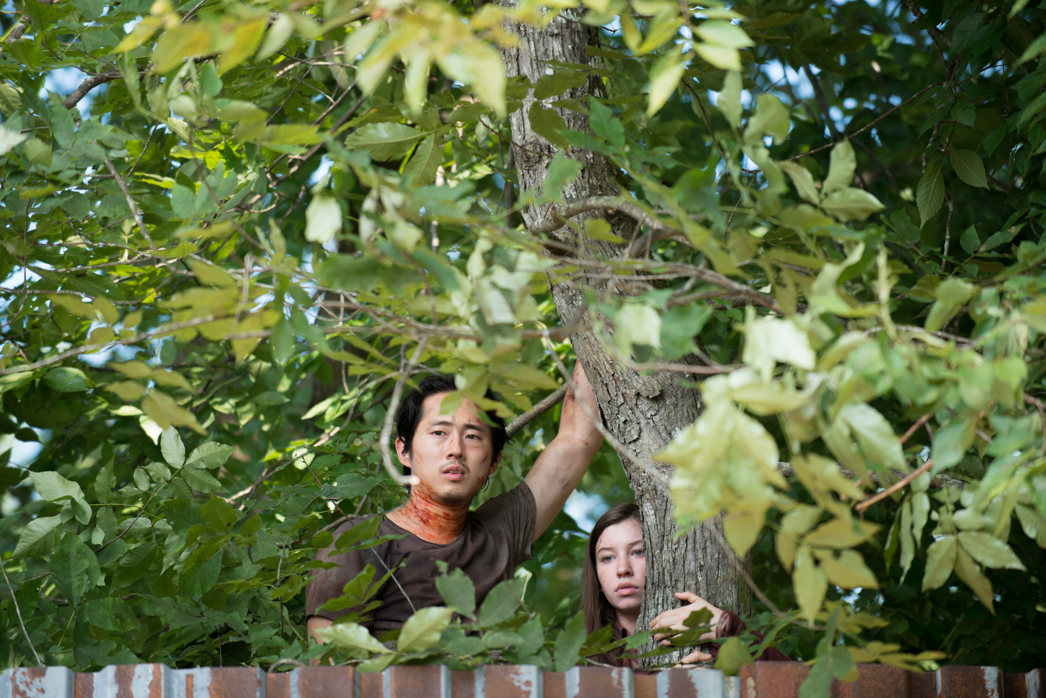 Still of Steven Yeun and Katelyn Nacon in Vaiksciojantys negyveliai (2010)