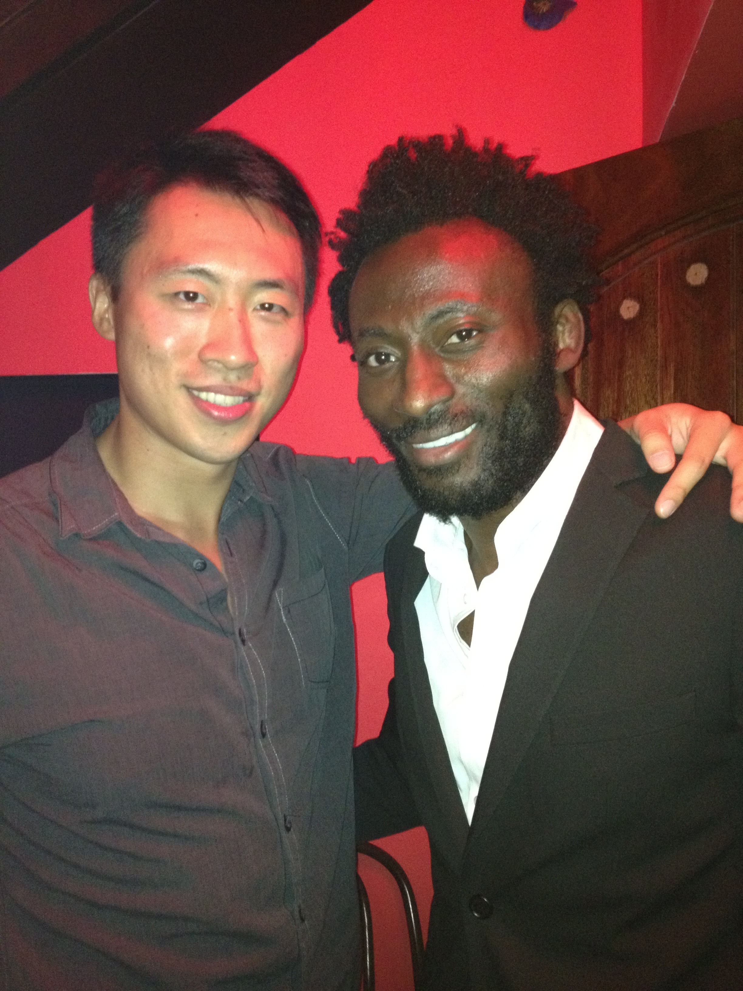Babs Olusanmokun and Stephen Lin the Ponies premiere afterparty.