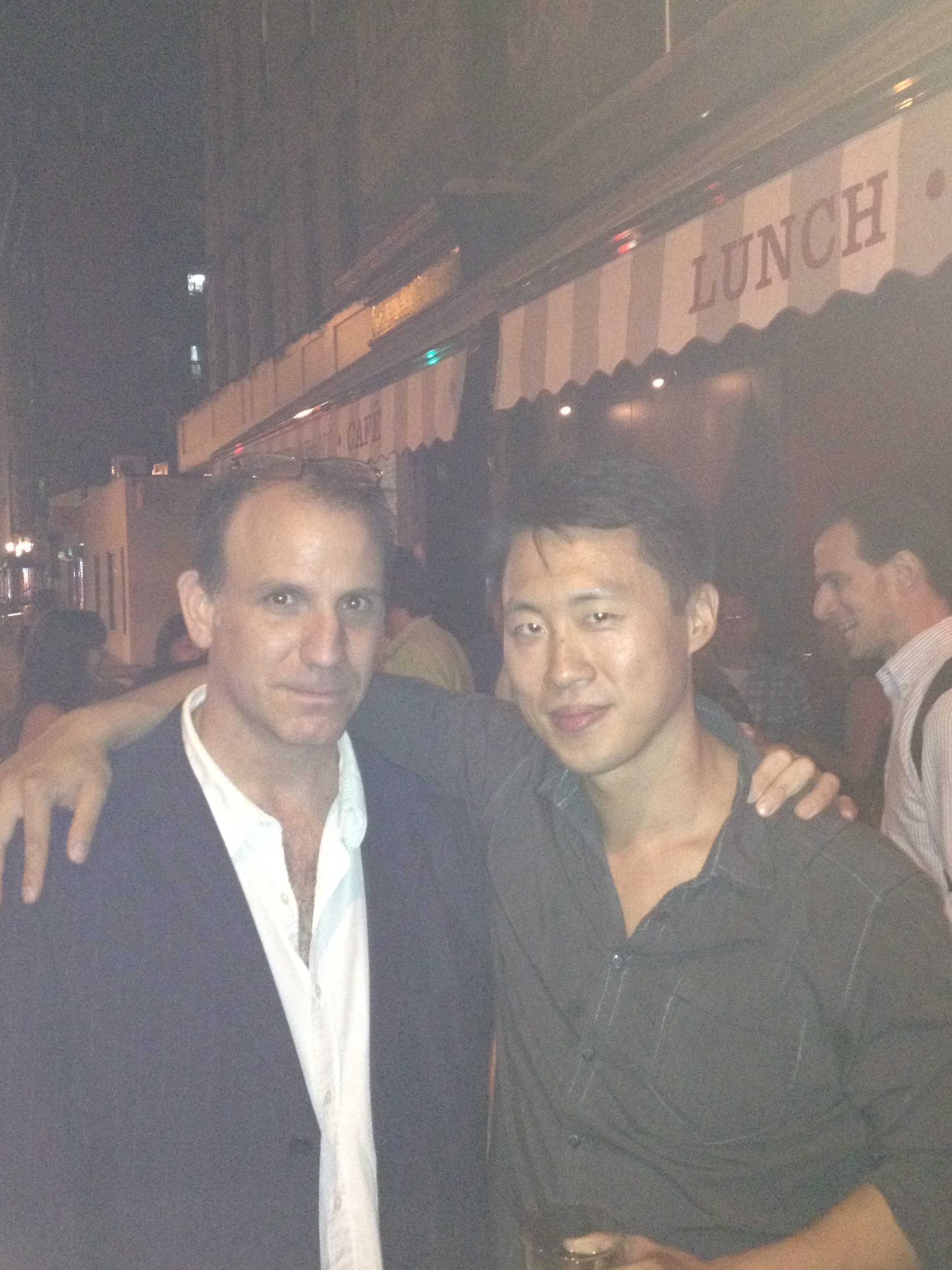 Nick Sandow and Stephen Lin at the Ponies premiere afterparty.