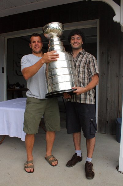 Dan Palermo with Stanley Cup winner Aaron Downey of the Detroit Red Wings