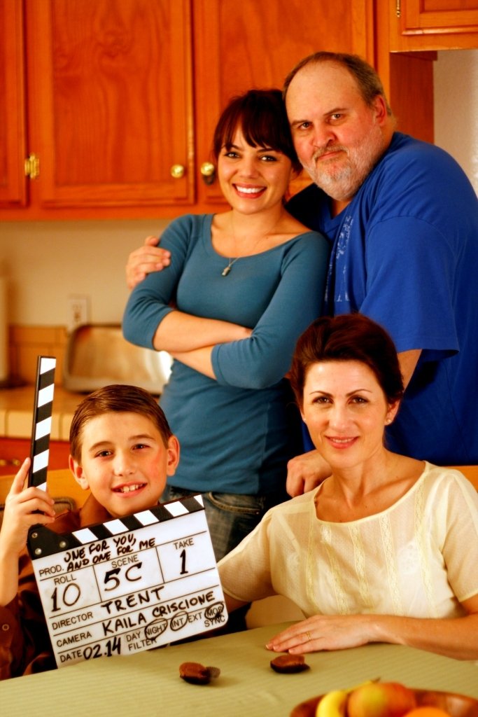 Trent, Kaila Amariah, Samuel Cristea, and Bobbi Brown McRae behind the scenes of One for You and One for Me.