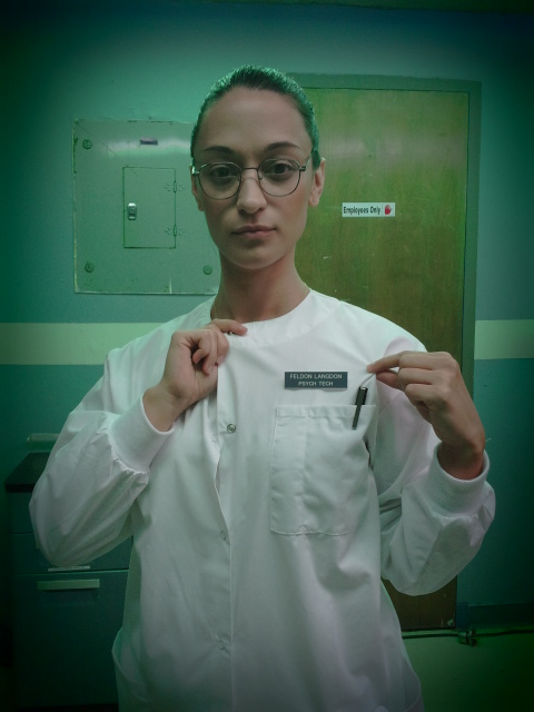 Nurse Langdon on set of THE SCRIBBLER