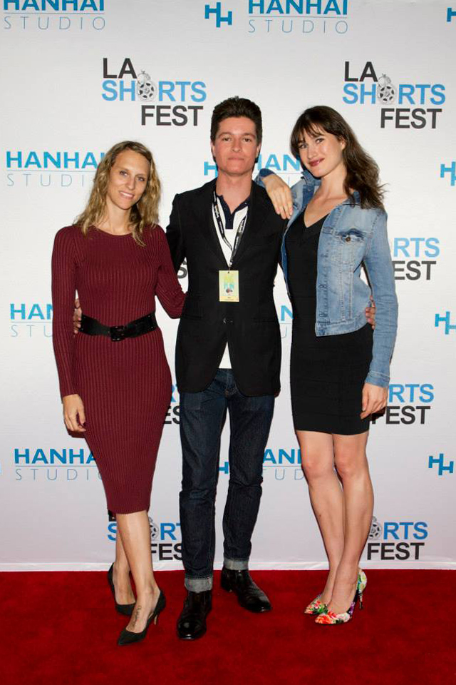 Nicolas Wendl with writer/producer Tiziana Giammarino and Lead Actress Mariah Bonner at the premiere night for ELISA at the LA Shorts Fest.