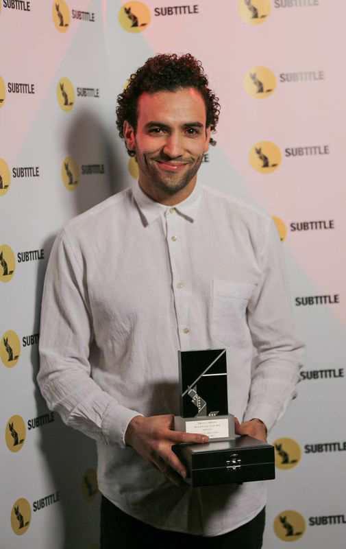 Marwan Kenzari winning the Angela Award at Kilkenny Film Festival 2013