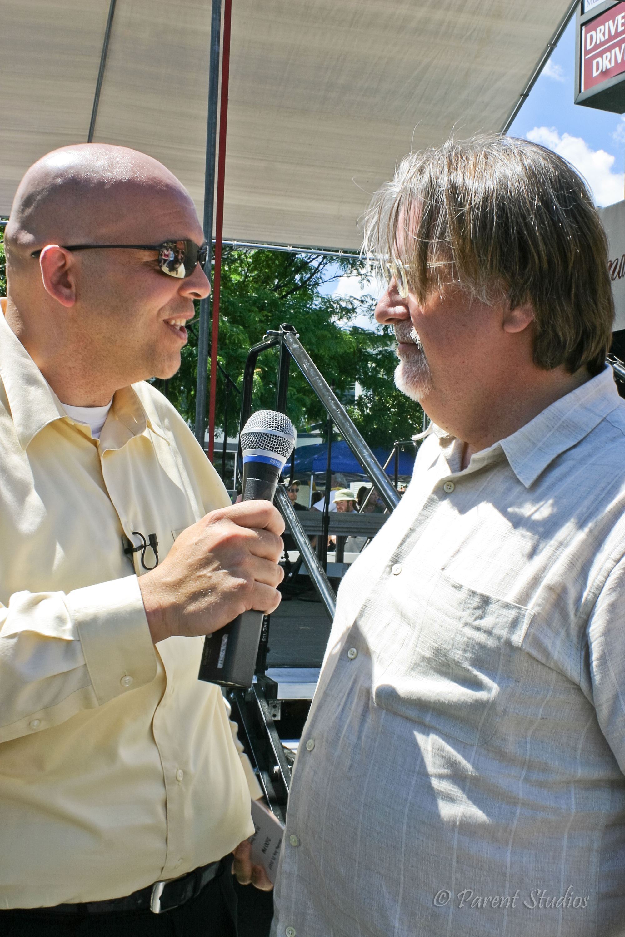 Talking with Simpsons creator Matt Groenig during the World premiere of The Simpsons Movie.