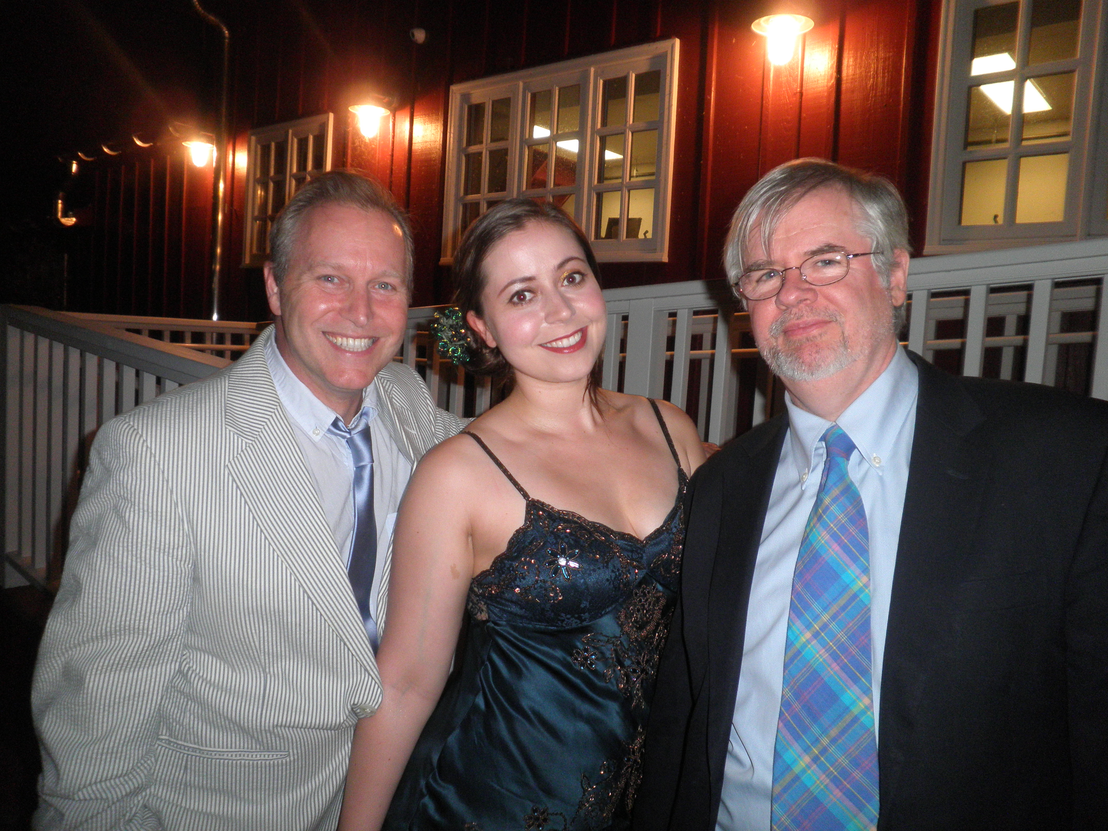 The reopening of the Bucks County Playhouse. John Augustine, JaQuinley Kerr, and Christopher Durang