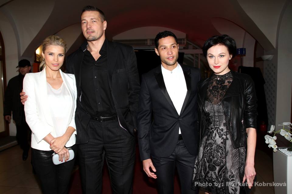 Romana Vitova Jakl, Petr Jakl, Paul S. Tracey, & Alina Golovlyova at the Ghoul movie premiere in Prague.