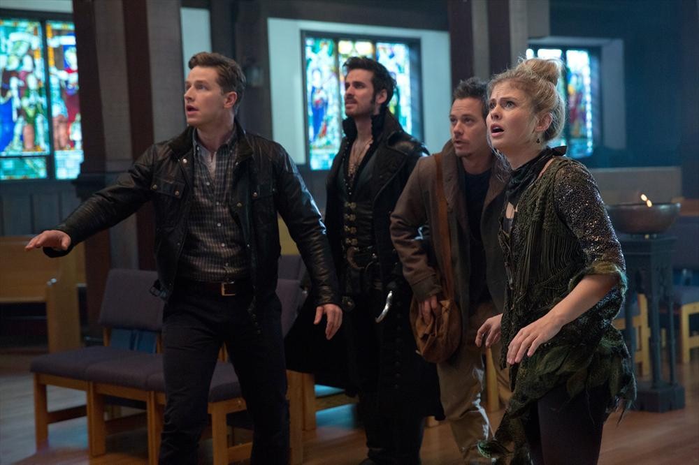 Still of Rose McIver, Colin O'Donoghue, Michael Raymond-James and Josh Dallas in Once Upon a Time (2011)