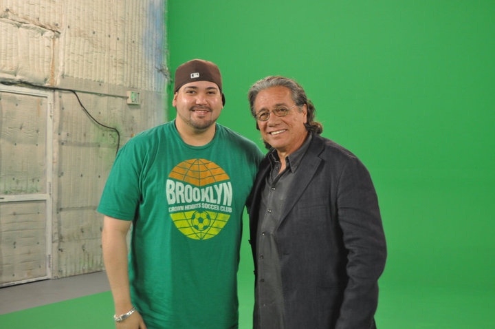 Jason Nieves and Edward James Olmos on the set of 