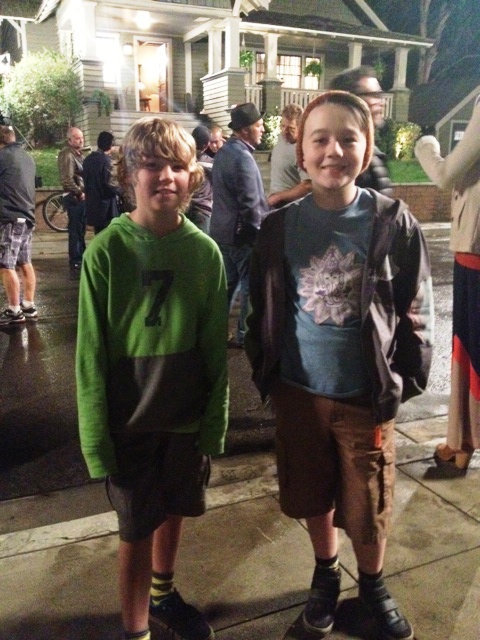 Van with Benjamin Stockham on set for About a Boy