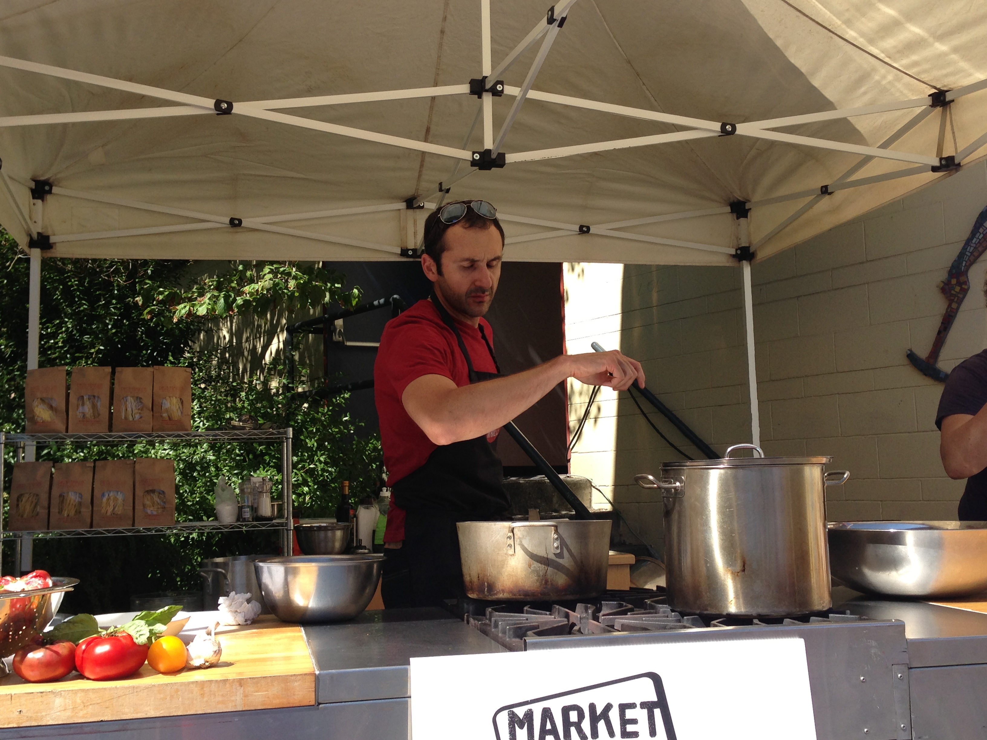 Live cooking Demo at Vancouver Farmers Market.