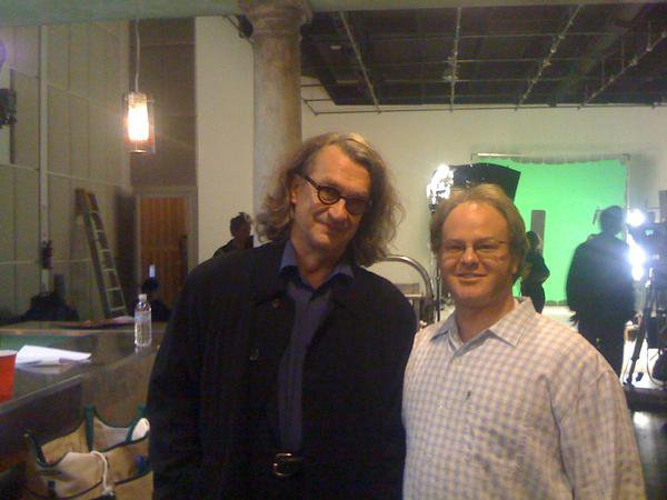 K. Harrison Sweeney with Wim Wenders between takes during 