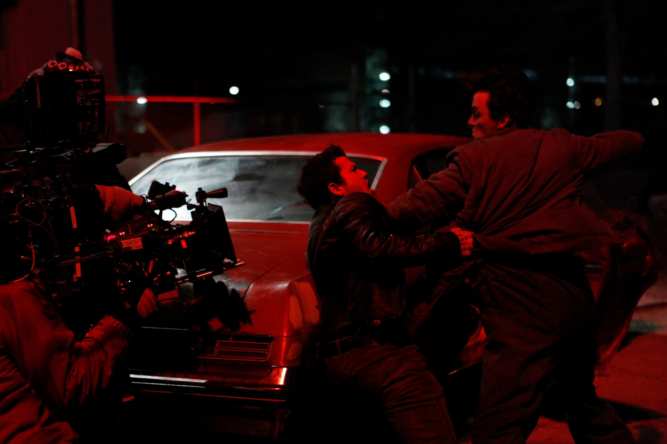 Illya Konstantin and Skeet Ulrich shooting a scene in Back