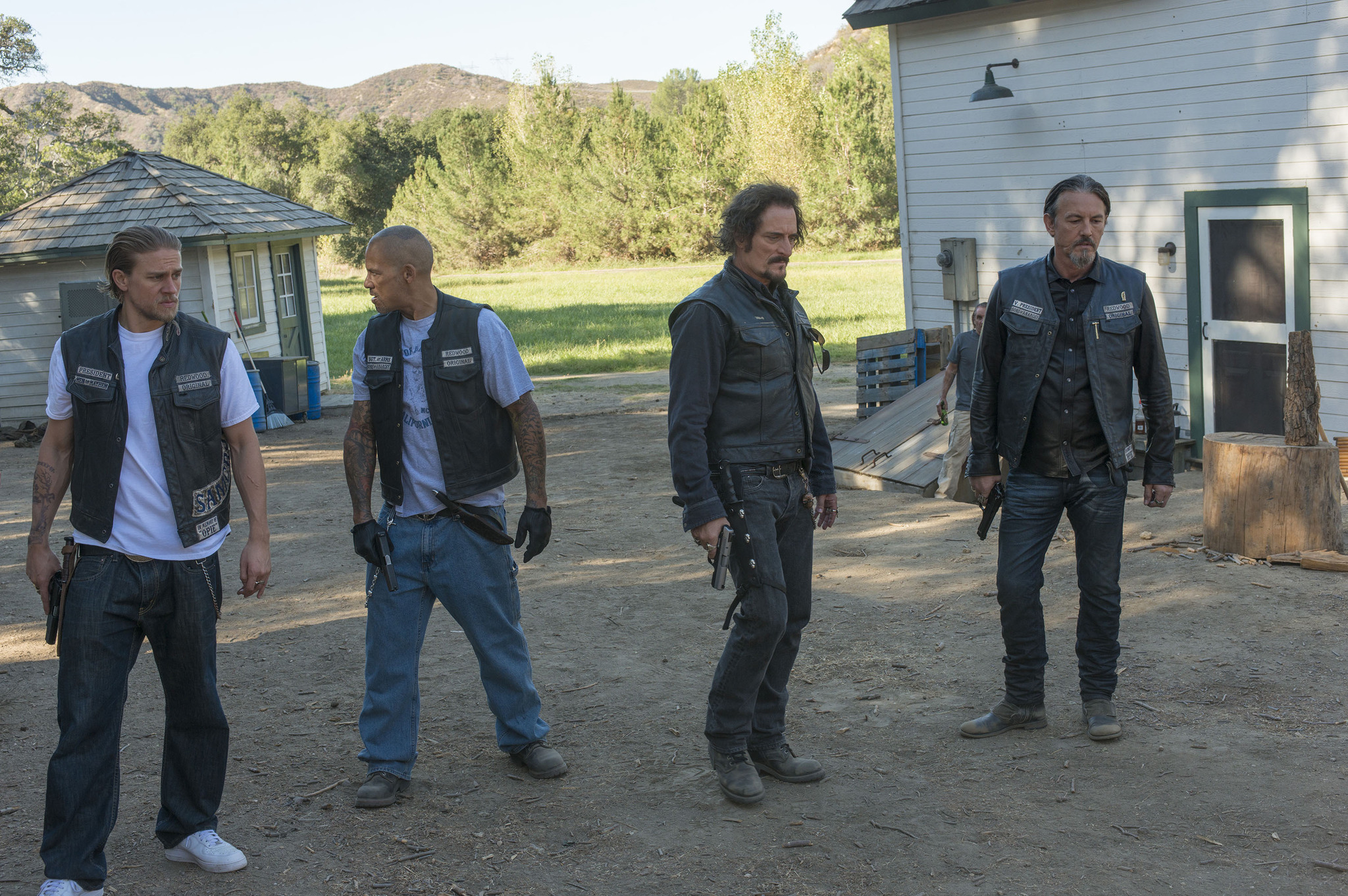 Still of Kim Coates, Tommy Flanagan, Charlie Hunnam and David Labrava in Sons of Anarchy (2008)