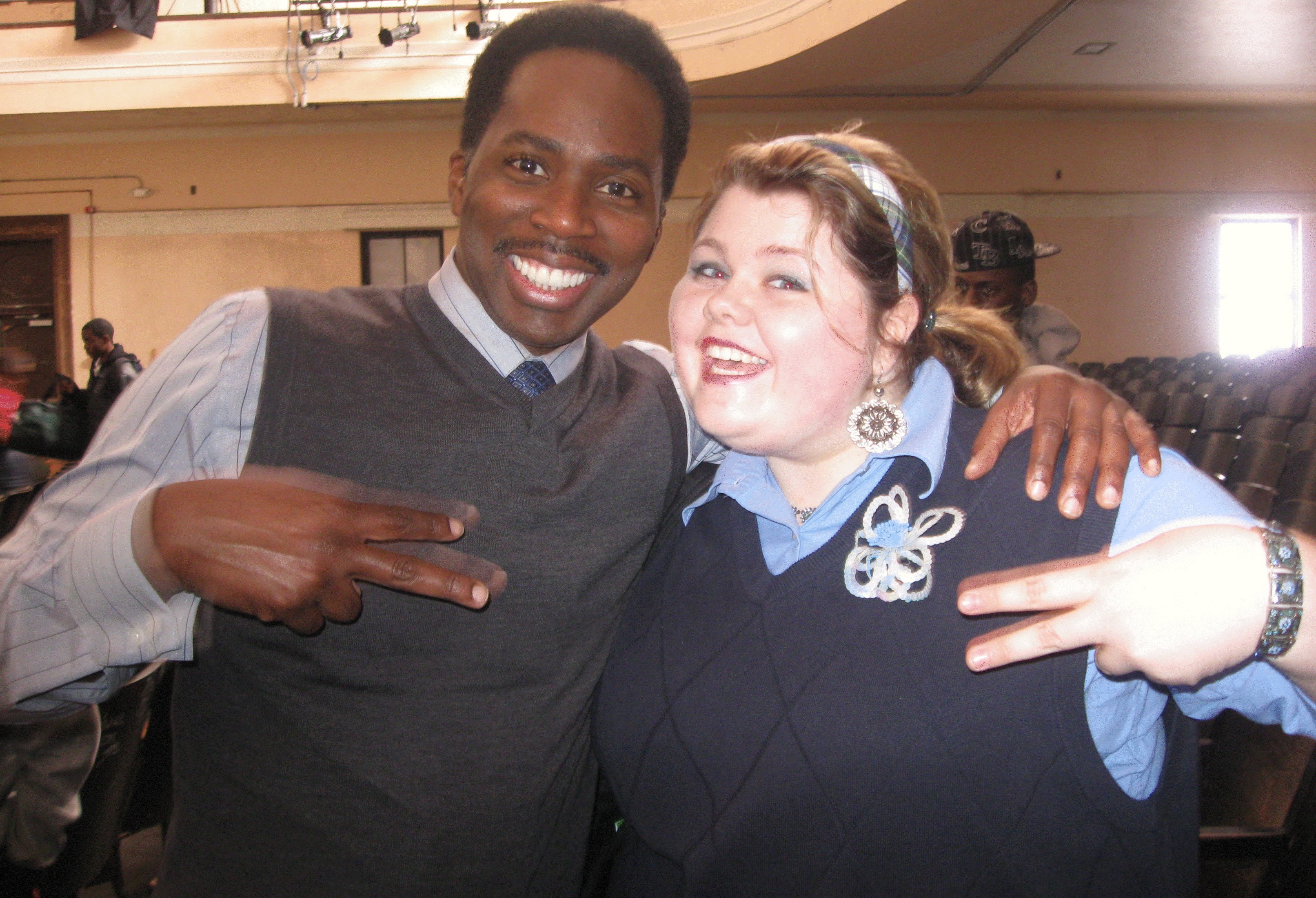 Harold Perrineau and Caitlyn Bosarge on set of Seeking Justice