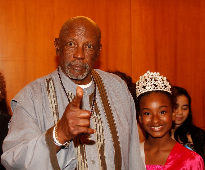 Mr. Louis Gossett Jr and nay nay doing a scene together at The Omni Youth and actors awards nay nay won for best actress for who's watching the kids.