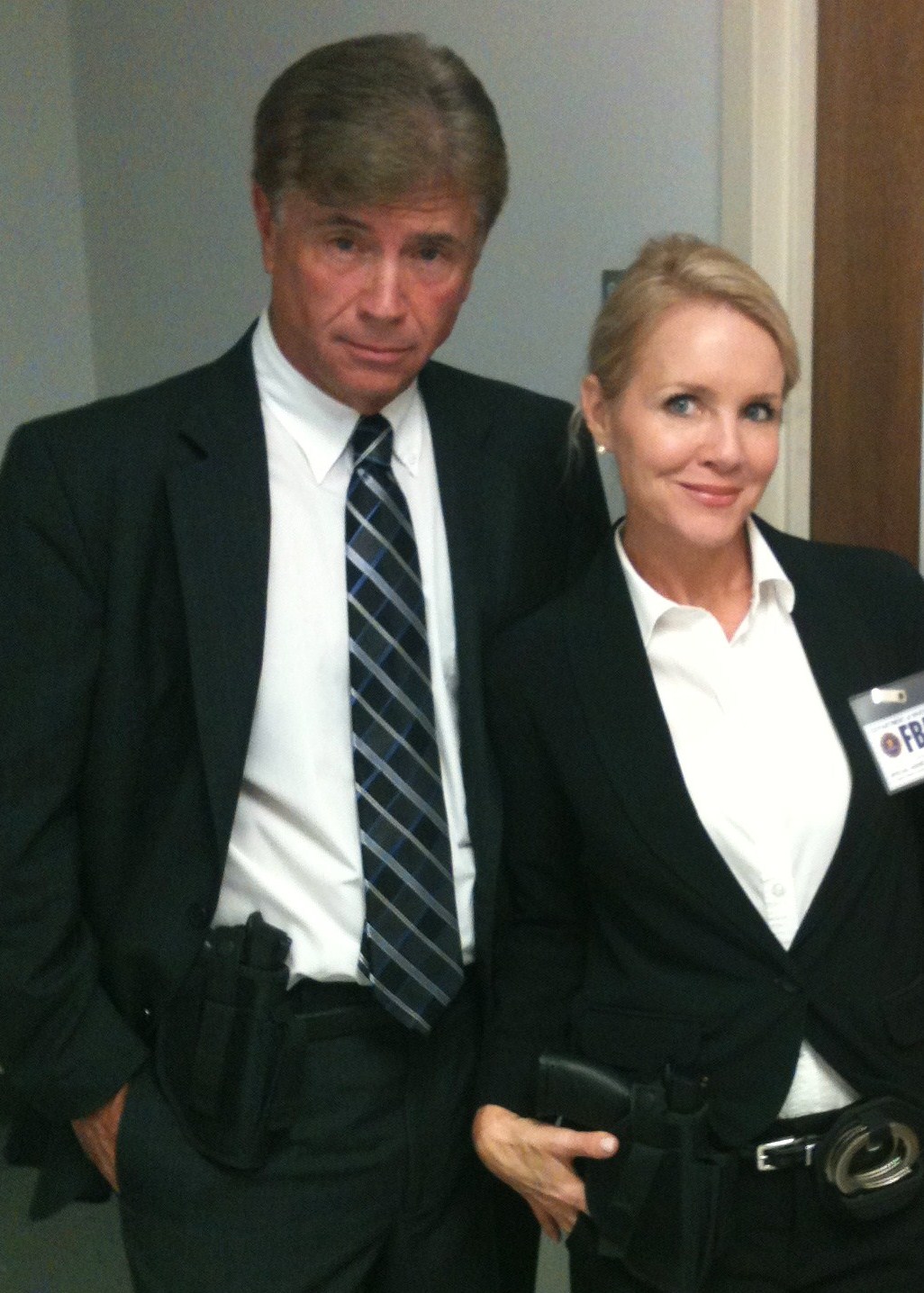 As 'Agent Walker' on the set of 'American Hostage' with 'Agent Aly Garcia'(Tanya Christiansen)-Tampa Police Headquarters-September 2012