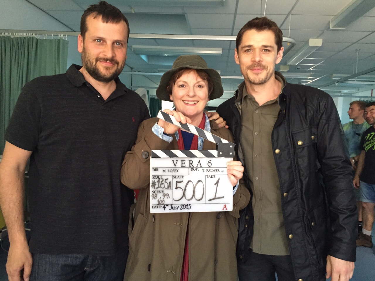 Marek Losey, Brenda Blethyn & Kenny Doughty on the set of Vera season 6. 2016