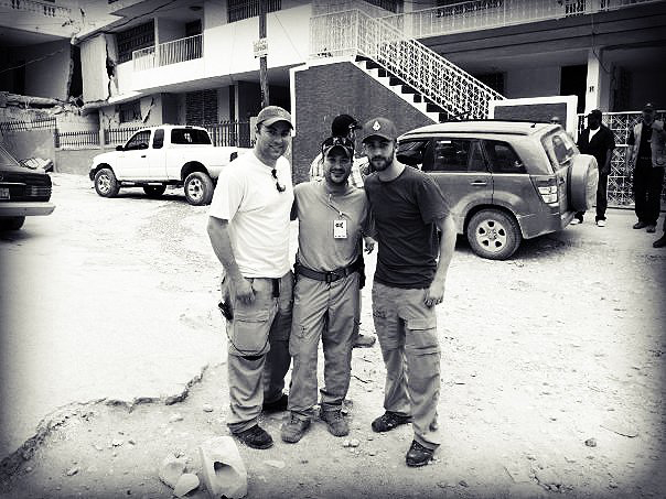 With Jay and Jordan McGraw (sons of Dr. Phill McGraw) on location in Port-au-Prince, Haiti.