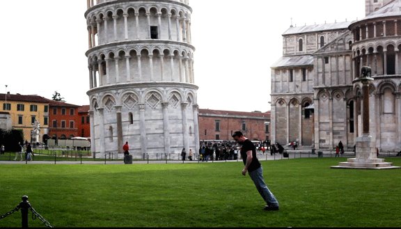 A little magic at the leaning tower of Pisa.