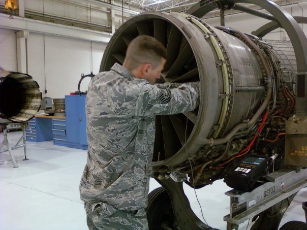 I am performing what's called a midspan inspection on the engine of an F-16 using an electronic testing method called EDDY-CURRENT.