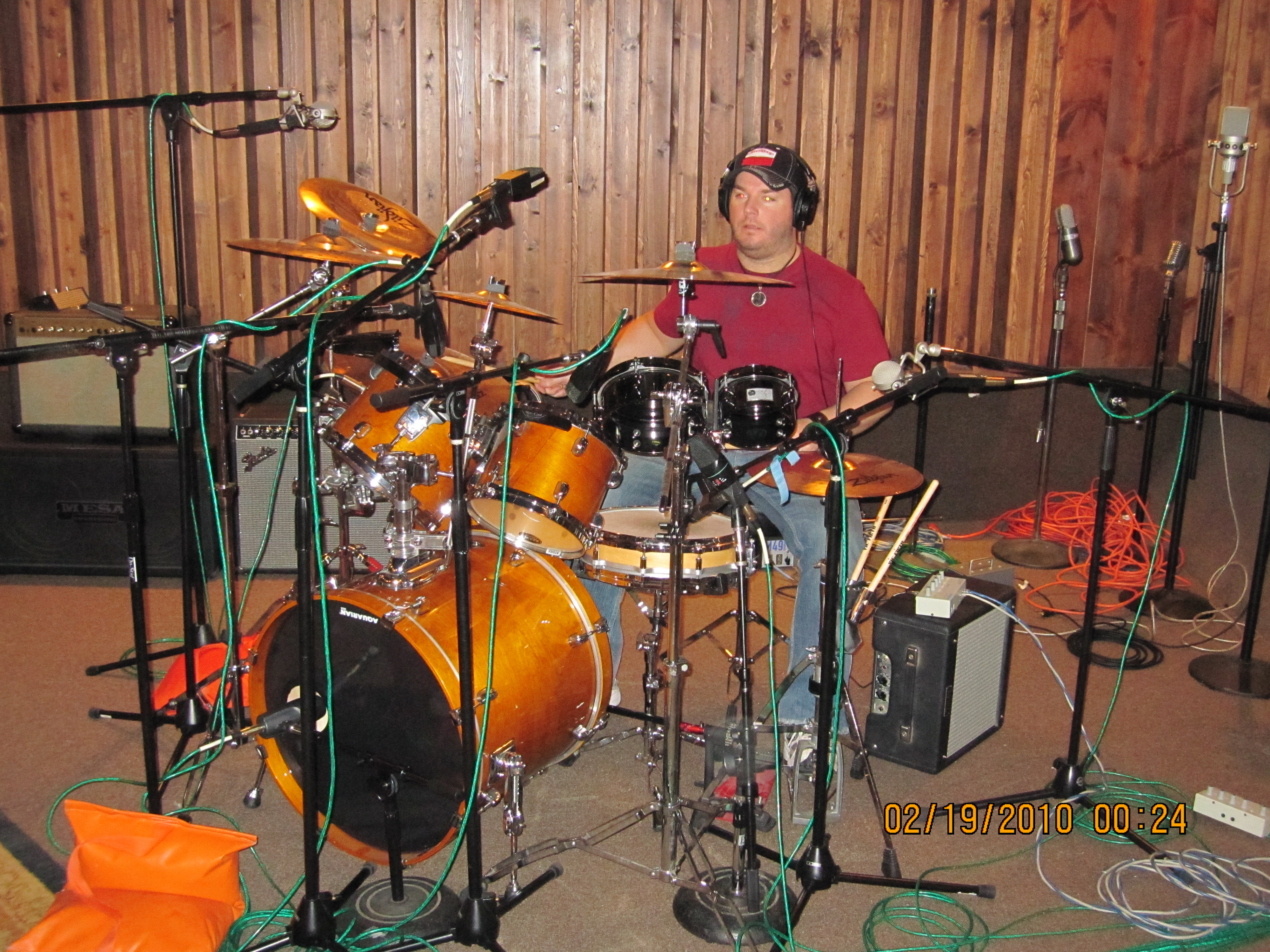 Tracking drums for our album in 2010 at Golden Track Studios, San Diego, CA.