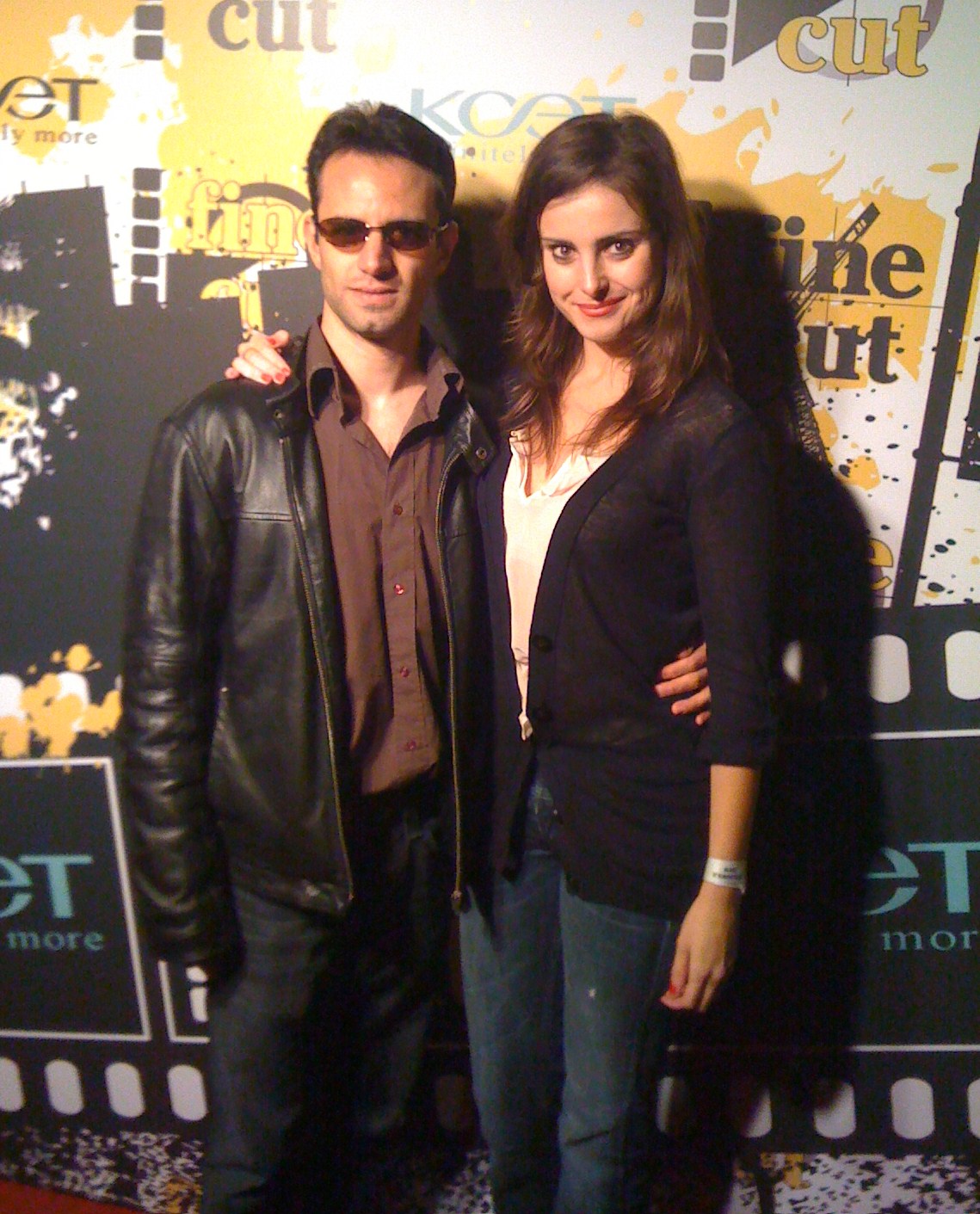 Maximilian Law and Claire-Louise Sedgley at a Los Angeles red carpet premiere.