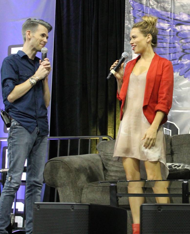 Joshua having fun on stage with Bethany Joy Lenz at Eyecon's One Tree Hill Convention