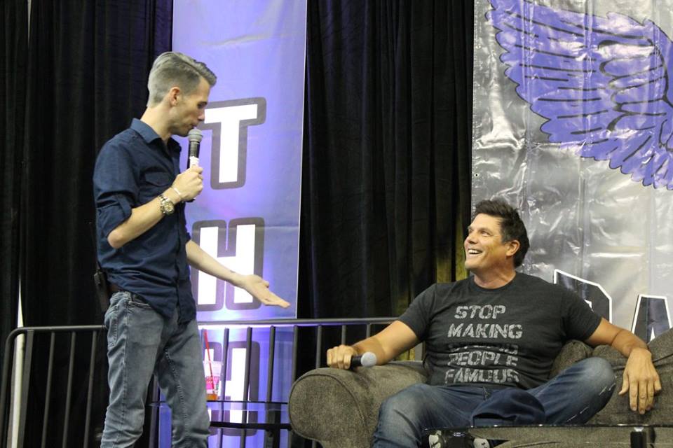 Joshua sharing laughs with Paul Johannson at Eyecon's One Tree Hill Convention