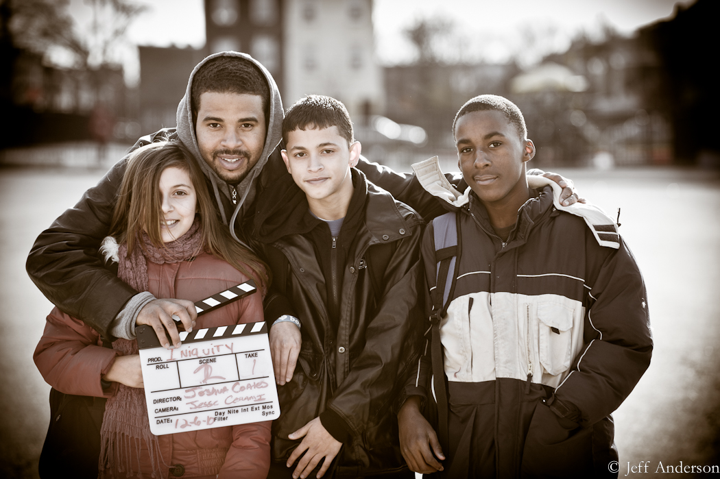 Director Joshua Coates with some of the cast of INIQUITY THE MOVIE 2010 (c)