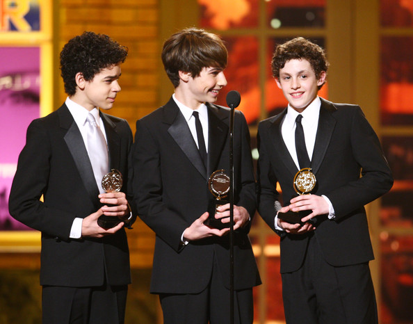David Alvarez, Kiril Kulish, and Trent Kowalik receiving the Tony award for best actor in a musical.