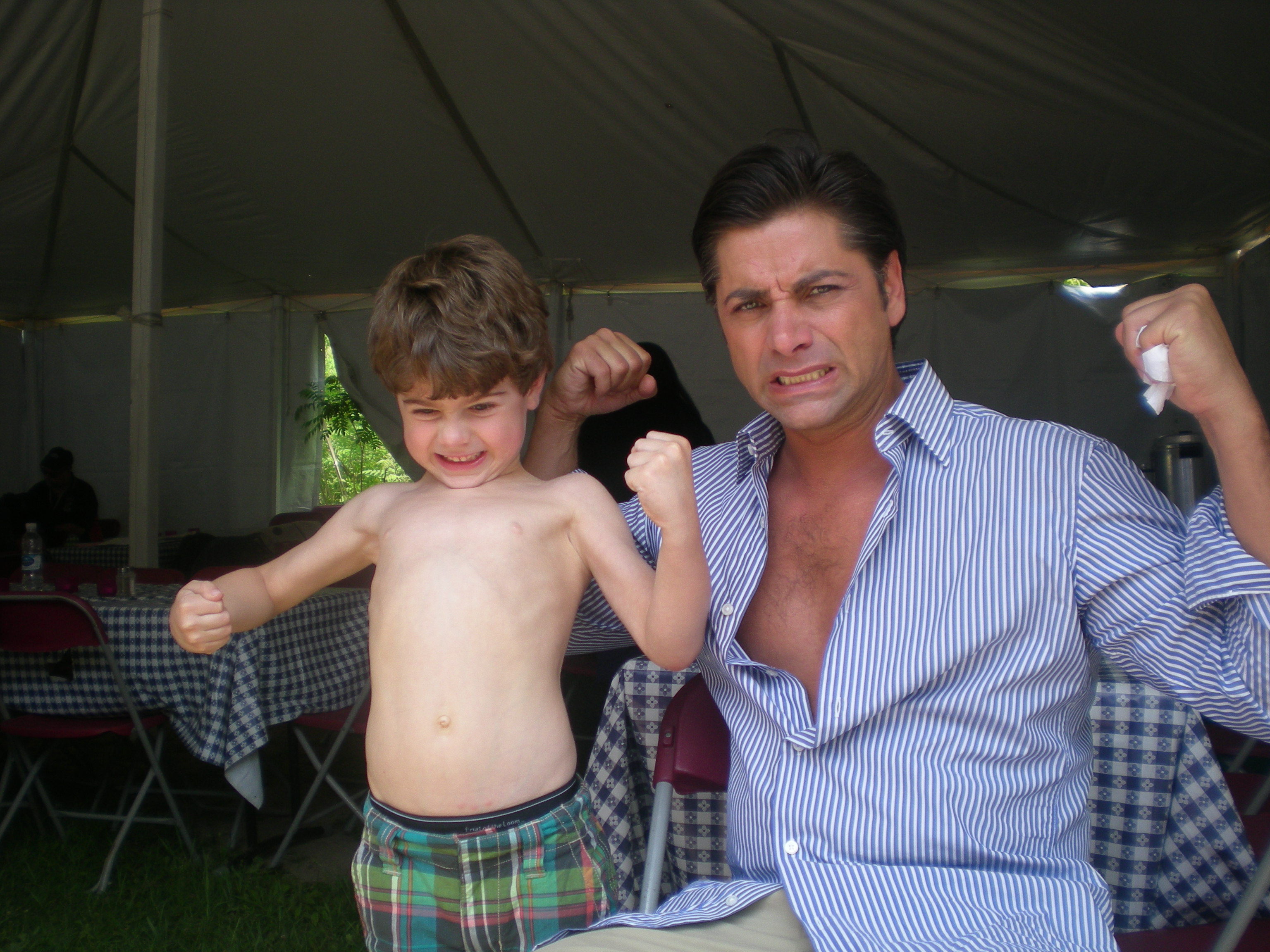 Jake Goodman and John Stamos on the set of The Two Mr. Kissels/2008