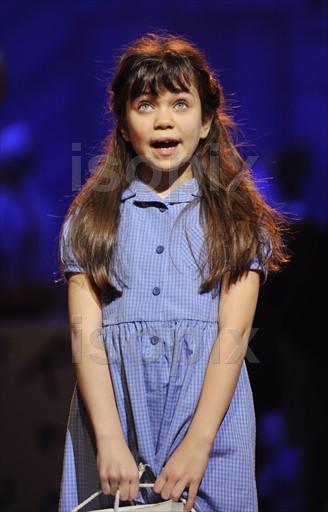 Adrianna Bertola as Matilda in Roald Dahl's Matilda, a Musical at the Courtyard Theatre Royal, Shakespeare Company (RSC) Stratford-upon-Avon.