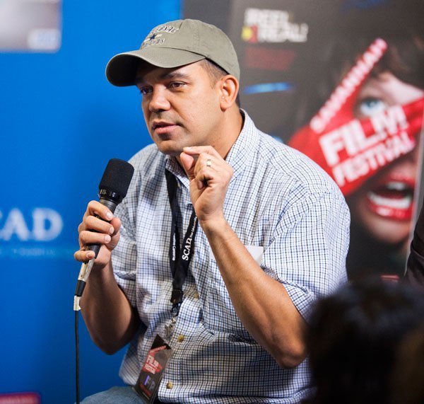 Director Flavio Alves speaks at a Filmmakers' Panel at the Savannah Film Festival