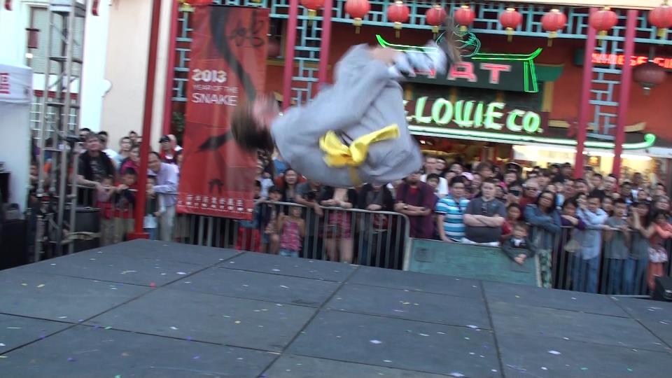 Bryan doing a backflip for a performance
