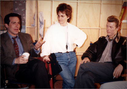 With Brian Benben and David Bowie on the set of 
