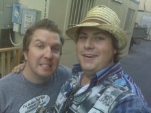 Nick Swardson and Ryan Grassmeyer on set of Funny People