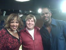 On the set of the Brian McKnight Show with Brian McKnight and Kym Whitley