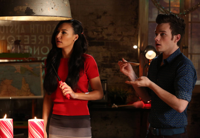 Still of Naya Rivera and Chris Colfer in Glee (2009)