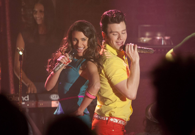 Still of Lea Michele and Chris Colfer in Glee (2009)