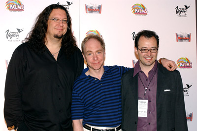 Penn Jillette, Teller and Eric Mead at event of The Aristocrats (2005)