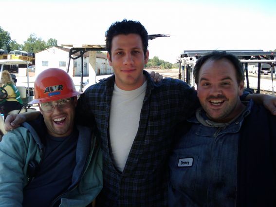 Maxx Hennard, Ethan Suplee and TJ MIller on the set of Unstoppable.