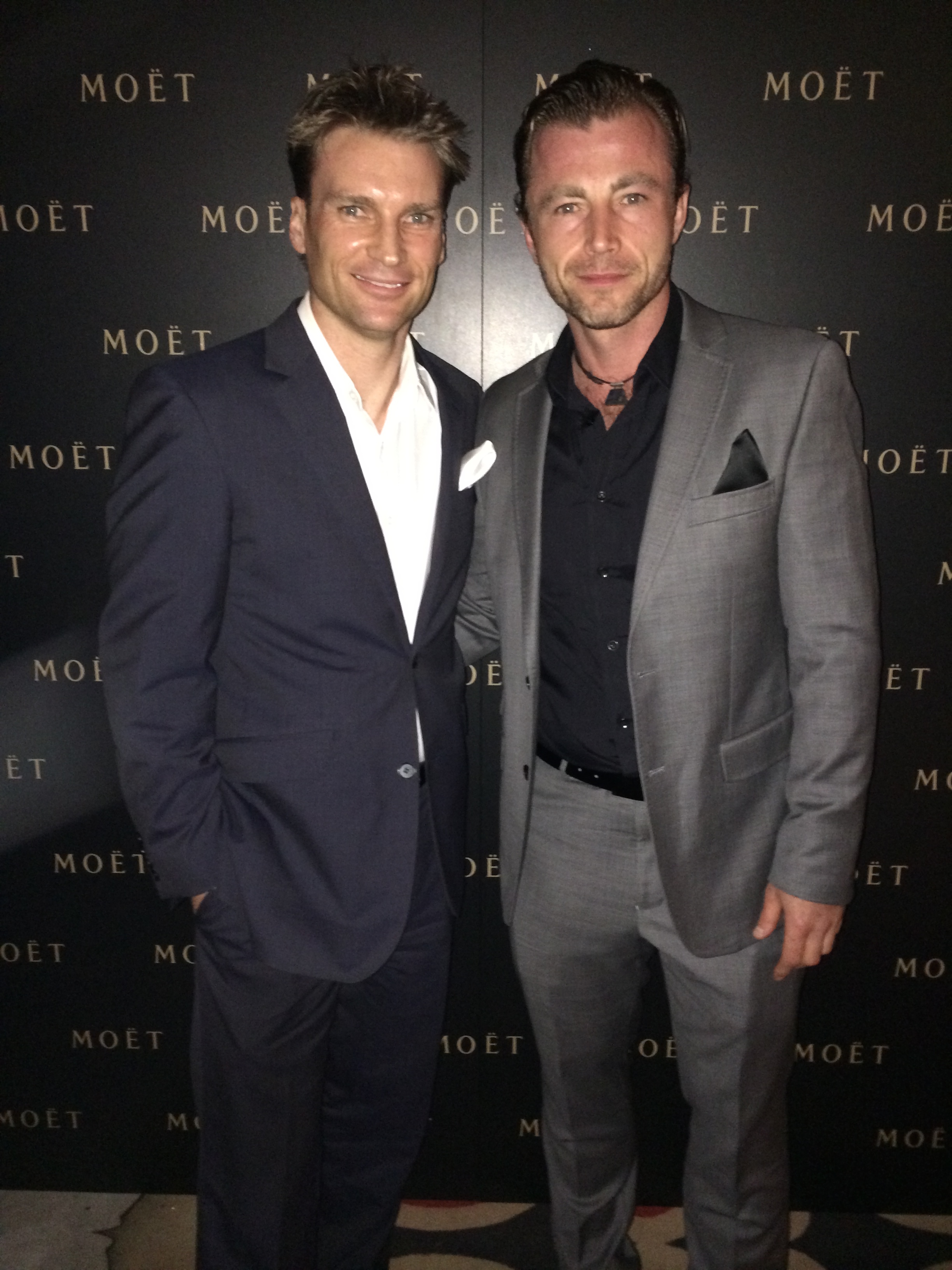 Matt Boesenberg and Richard Cawthorne at the Moet & Chandon Gold Party 2014.