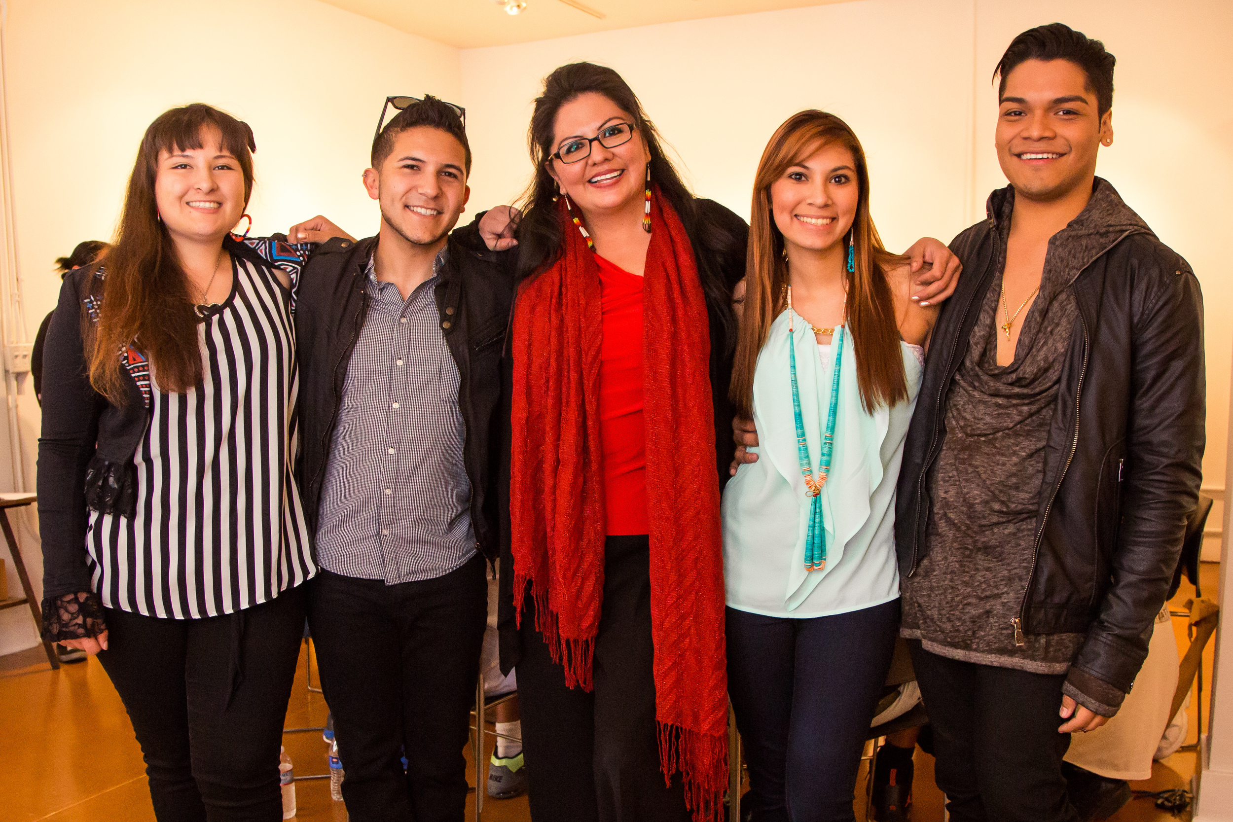 Exhibition opening of Legacy of Exiled NDNZ. (L/R) Glady Dakam, Kenneth Ramos, Pamela Peters, Heather Singer, Spencer Battiest.